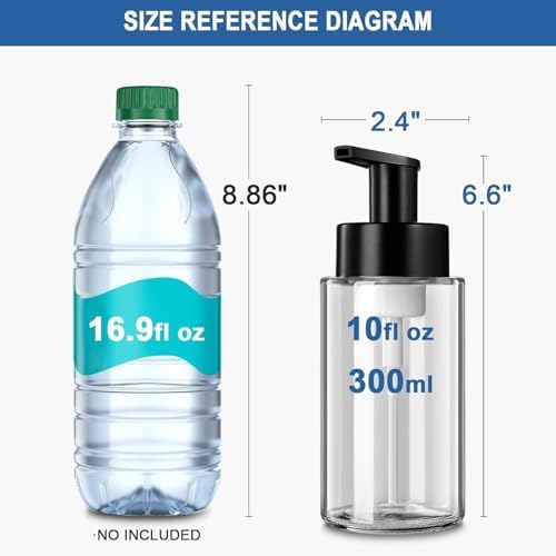 RYTOXILO Foaming Soap Dispenser, 2 Pack, 10 oz Glass