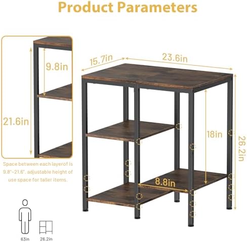 OGEMXU 4-Tier Adjustable Microwave Cart, Brown