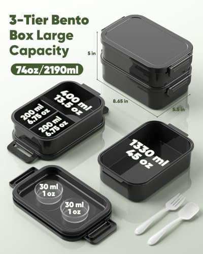 BiuLeon Adults Bento Lunch Box with Insulated Lunch Bag for Men Women