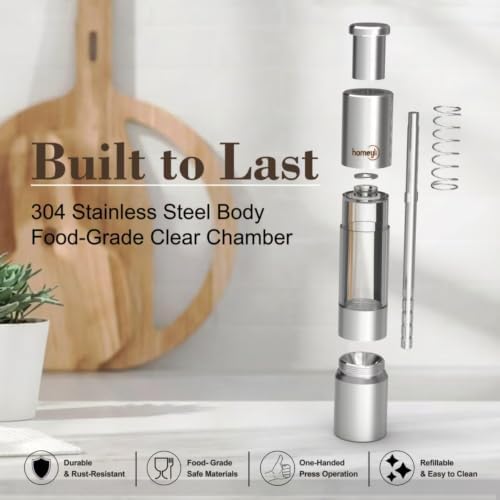 Manual Salt & Pepper Grinder Set, Adjustable Coarseness, Stainless
