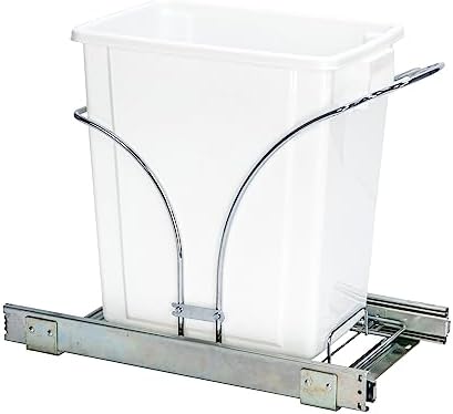 Household Essentials Pull-Out Trash Can, 5 Gallon, Chrome and White