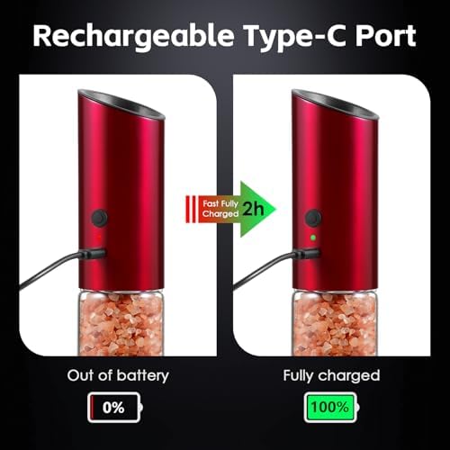 Vzaahu Gravity Electric Pepper and Salt Grinder Set, 2 Pack
