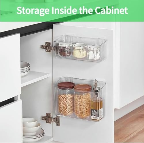 vacane 4 Pack Plastic Over Cabinet Door Organizer, Adhesive Mount