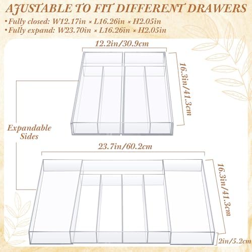 Teenyyou 1 Pcs Expandable Drawer Organizer, 12 x 16 Inches, 5-7 Slots