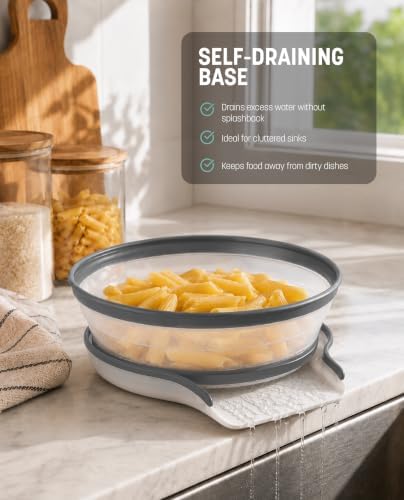 Gevoli Collapsible Microwave Splatter Cover with Strainer Draining