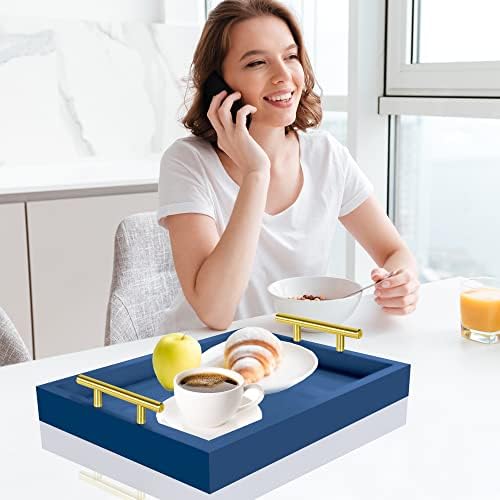 JollyCaper - Coffee Table Tray - with Metal Handles for Serving, Home