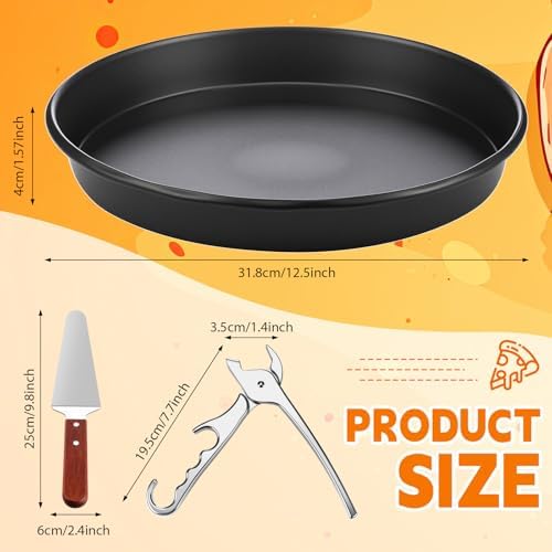 Reallnaive 3 Pcs Pizza Pan Set 12 Inch Deep with Spatula and Gripper