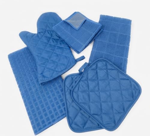 7 Piece Light Blue Kitchen Linen Set