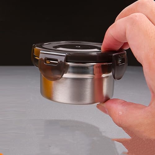 [6 Pack 4 Oz Small Condiment & Dip Containers with Leakproof Lids, Reusable Stainless Steel Bento Box Sauce Cups for Lunches, Picnics & Kitchen Storage (6pcs)