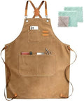 ZOMAO Chef Apron, Cotton Canvas Cross Back Apron with Pockets for