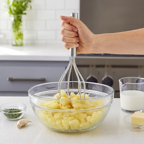 HIC Kitchen 2-In-1 Mix N’Masher Potato Masher, 18/8 Stainless Steel