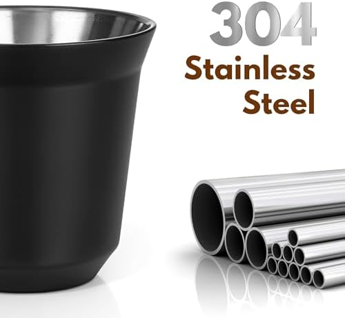 RECAPS 80ml Stainless Steel Espresso Cups Set (Black)