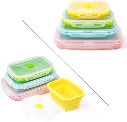 Collapsible Silicone Lunch Bento Box, Portable Food Storage Container