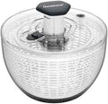 Ourokhome 6.3 QT Salad Spinner with Fully Removable Lid, Large Lettuce Dryer with One-Hand Press Pump, Instant Stop Brake Button and Retractable Handle, Vegetable Washer & Spinner for Greens and Herbs