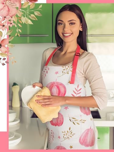 Geetery 4 Pcs Fall Thanksgiving Aprons with Pocket