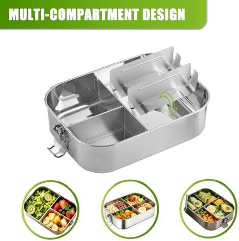 Stainless Steel Bento Box for Adults, 47oz (1400ml) Large