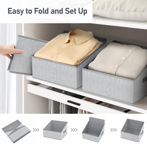 DIMJ Fabric Storage Bins for Shelves with Handles