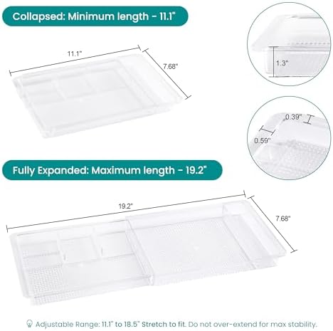 Oubonun Expandable Shallow Vanity Plastic Makeup Drawer Organizers