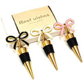 Bow Wine Stoppers for Wine Bottles 3 Packs - Golden Bowtie Stopper