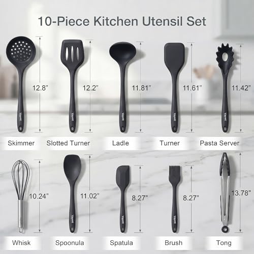 Vayvnt Kitchen Utensils Set, 10PCS Silicone Utensils Set for Cooking