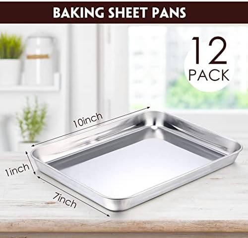 12 Pcs Metal Trays Stainless Steel Sheet Pan Baking Trays