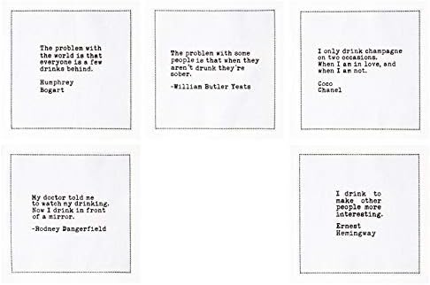 Five Star Funny Drinking Quotes | White Cotton Cocktail Napkins | 50