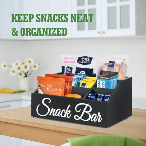 Snack Organizer for Countertop, Wooden Snack Tray and Food Storage