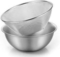 Stainless Steel Colander and Strainer Bowl Set, 3.2QT Rice Washer Strainer with Mixing Bowl, Multipurpose Kitchen Basket with Fine Mesh Colander Stainless Steel Pasta Strainers Solid Bowls