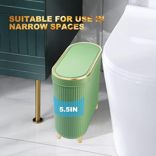 Supteron Bathroom Trash Can with Lid, 3.2 Gallon, Mint Green