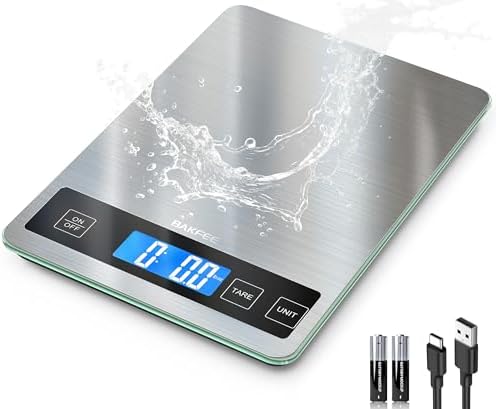 Food Scale, 33lb Kitchen Scale with 1g Precision, Rechargeable Black