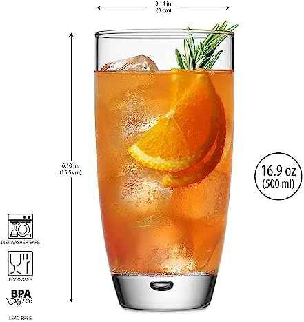 Glaver's Highball Glasses Set Of 4, 16 Oz. Drinking Glasses, Unique