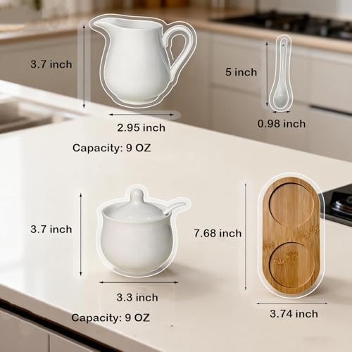 Ceramic Sugar and Creamer Set, Coffee Serving Set, 10 OZ Cream Pitcher