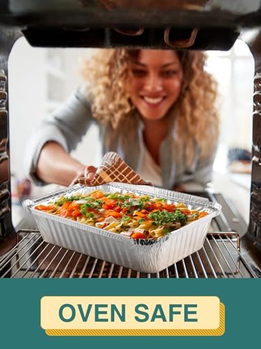 NEEBAKE 50 Pack 8x6 Disposable Aluminum Pans with Lids