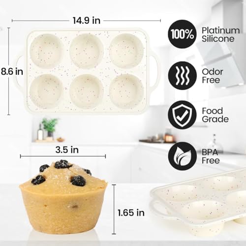 CAKETIME Large Muffin Pan, Metal Reinforced Frame 3.5 Inch Jumbo