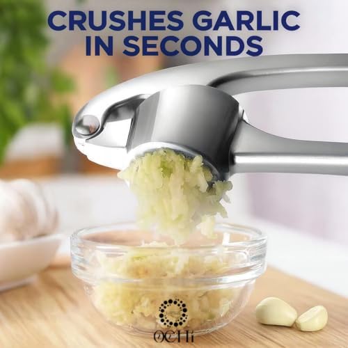OCHI Stainless Steel Garlic Press Set (Silver)