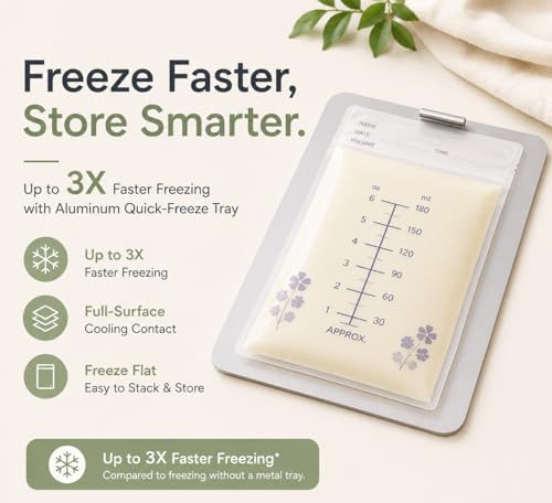 Breast Milk Bag Organizer with Aluminum Freeze Tray, FIFO Storage