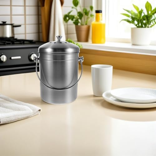 Stainless Steel 5L Compost Bin with Lid