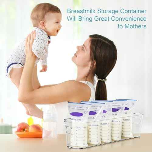 Vtopmart 4Pcs Clear Breastmilk Storage Bags Container in Freezer Fridge