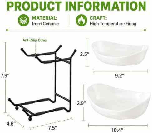 HBlife 2 Tier Fruit Bowl, Ceramic Fruit Basket for Kitchen Counter