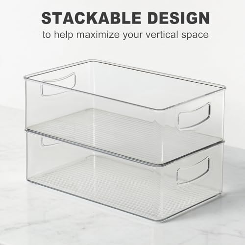 Heyuzb Set of 8 Clear Fridge Organizer Bins, Stackable Refrigerator