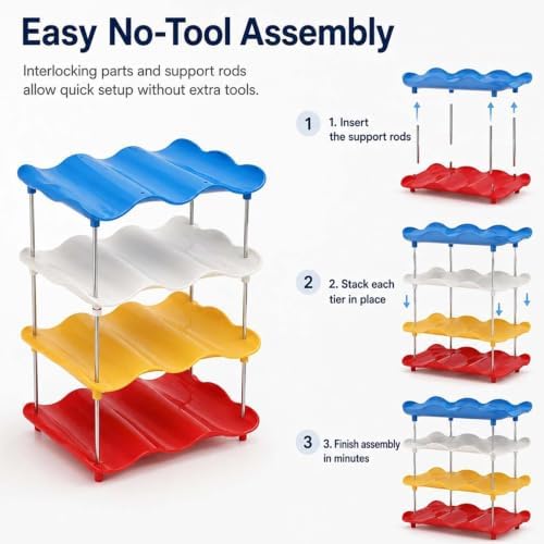 3-Tier Wave Cup Storage Rack, Multi-Tier Stackable Water Bottle