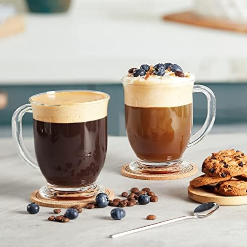 Mfacoy Glass Coffee Mugs Set of 6, Clear Large Coffee Mug 15 Oz With