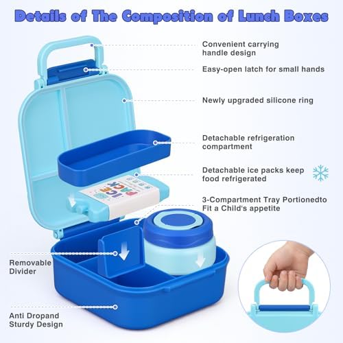 Bento Lunch Box for Kids with 7oz Soup Thermo,Insulated Stainless