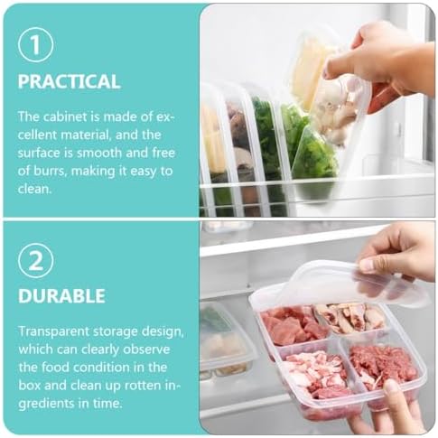 Mikinona Divided Bin with Lids 2pcs Plastic Fridge Food Box Xmas
