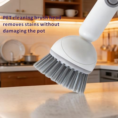 QMUNLLO Rotating Dish Brush and Soap Dispenser Set, White