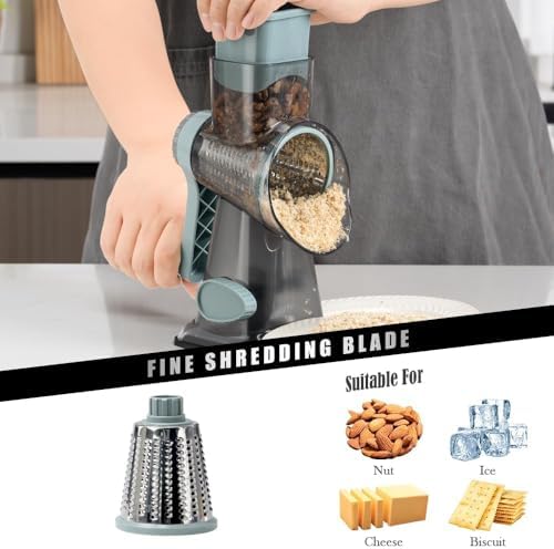 Badelite Cheese Grater, 3 Changeable Blades, Grey Blue