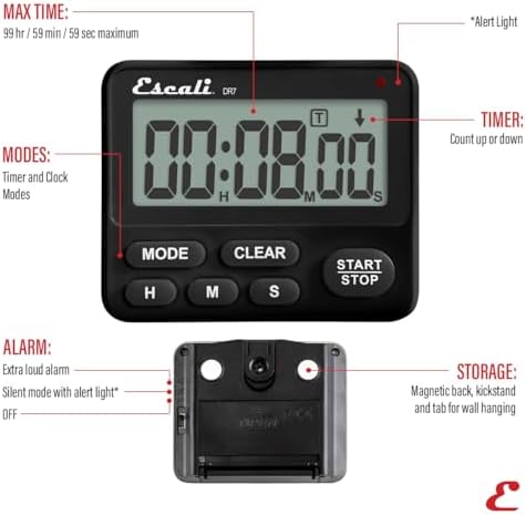 Escali Digital Kitchen Timer with Clock Mode