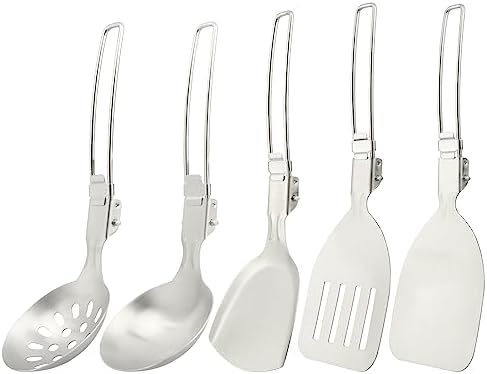 Camping Kitchen Utensil Set, 5Pcs Foldable Stainless Steel Outdoor