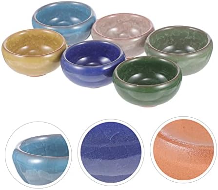 VICASKY 6pcs Essential Oil Mixing Bowl Spa Set Ice Cracked Ceramic