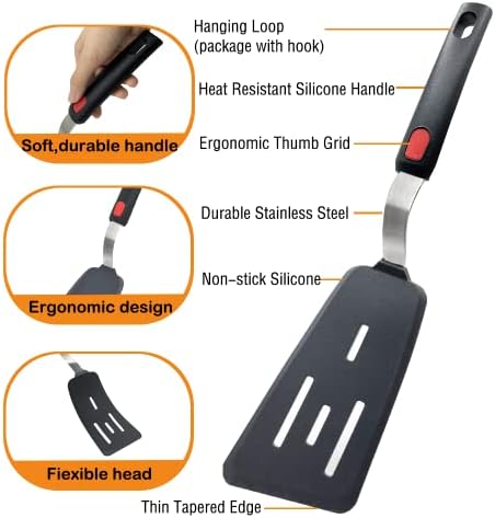 Wiztoynia Silicone Spatula Turner Set of 4, 600°F